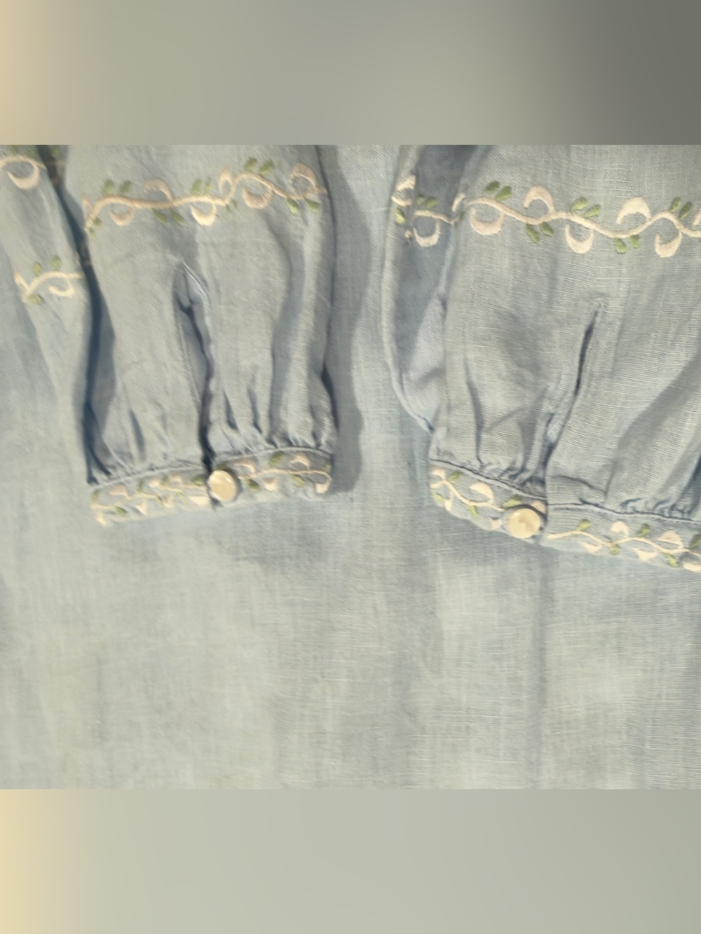 Light Blue Embroidered Maxi Dress with Tie Waist - Picture 7 of 13